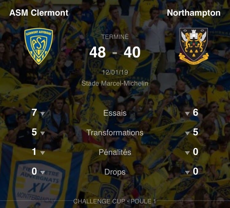 ASM-Northampton : l’ASM remporte un match fou