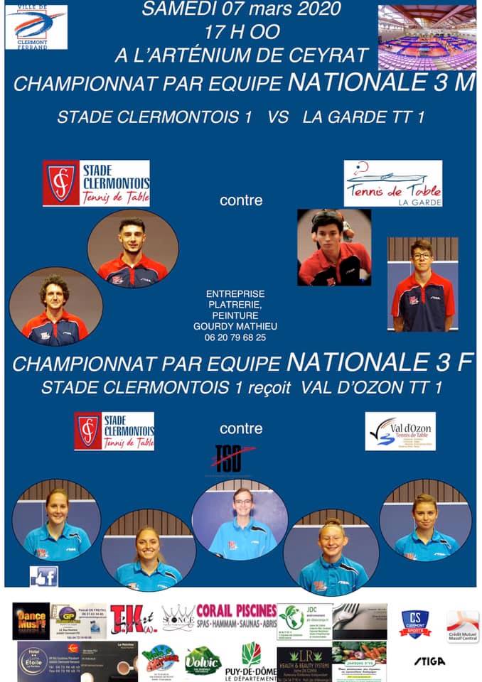 Le Stade Clermontois Tennis de Table caracole en tête