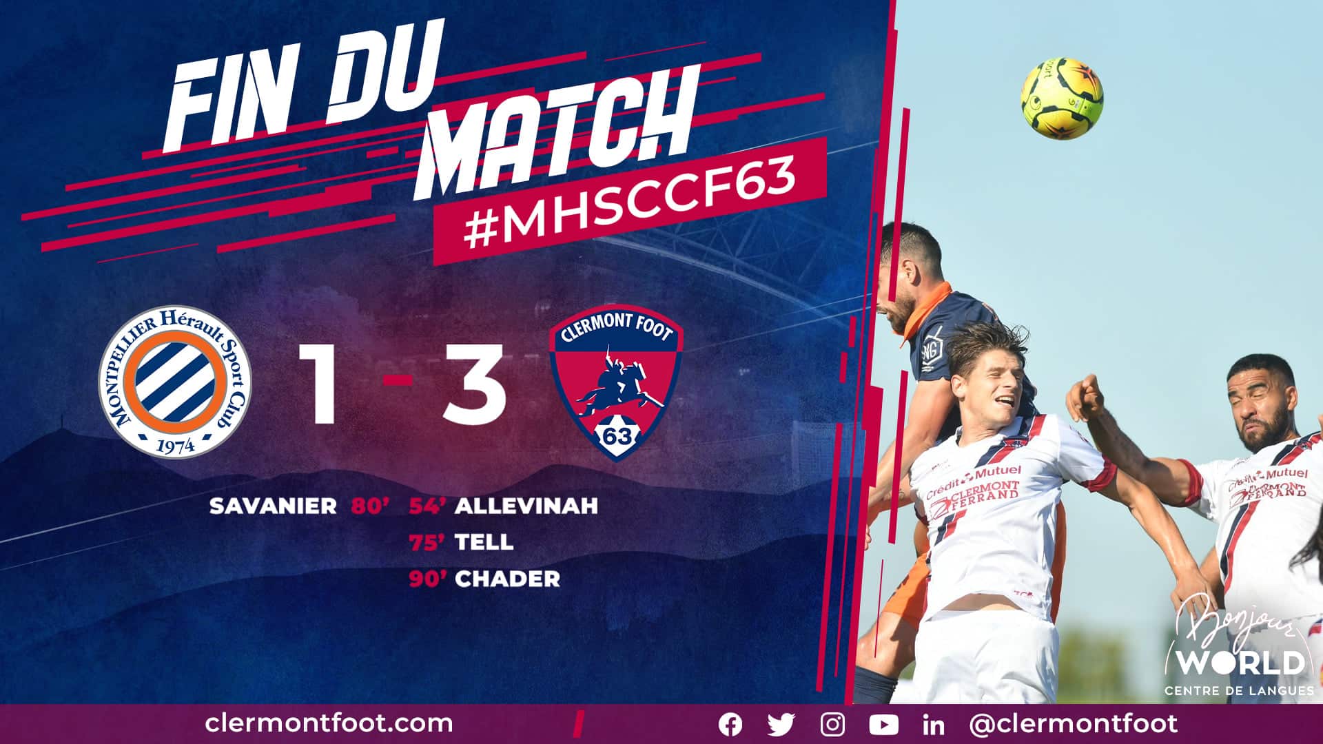 Le Clermont Foot 63 s'impose 3-1 à Montpellier !