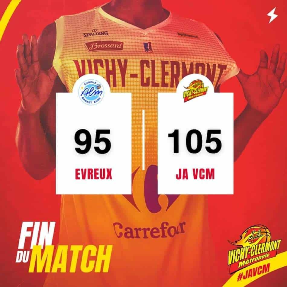 Belle performance de la JAVCM à Evreux pour ce premier match de championnat Pro B, édition 2020-2021 !