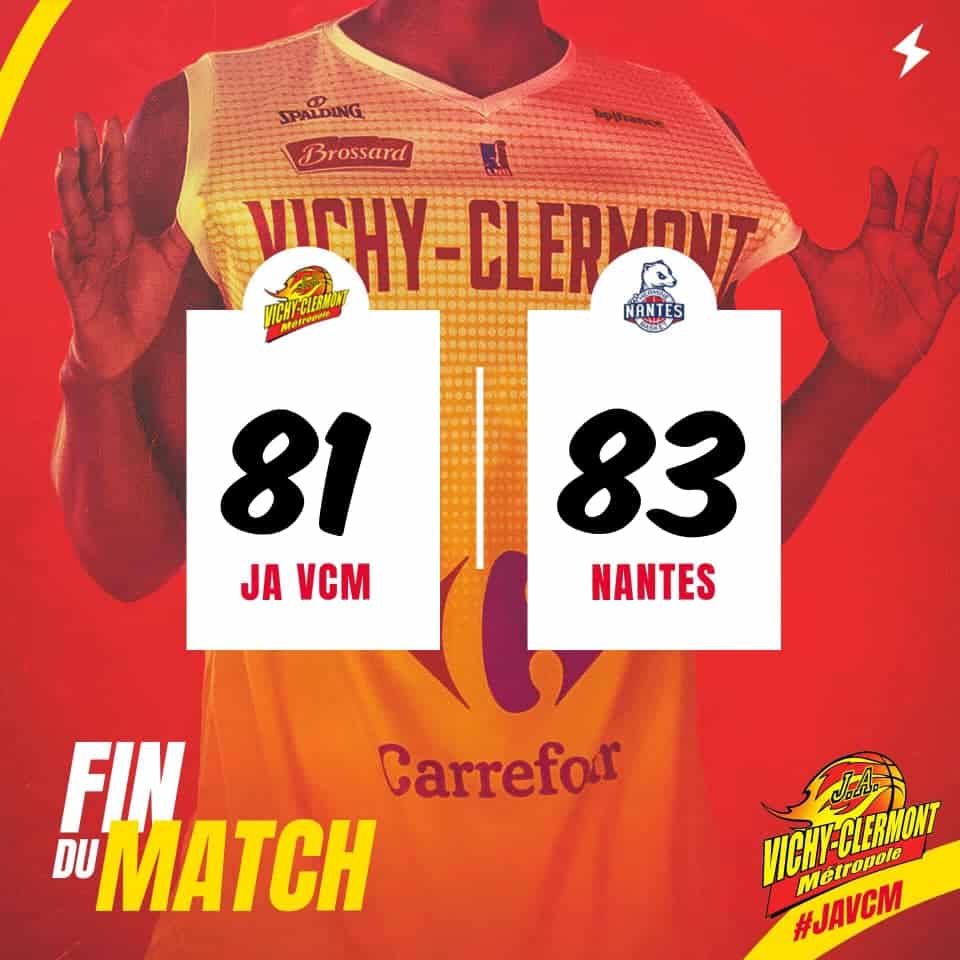 Nantes s'impose à Vichy-Clermont (83-81)