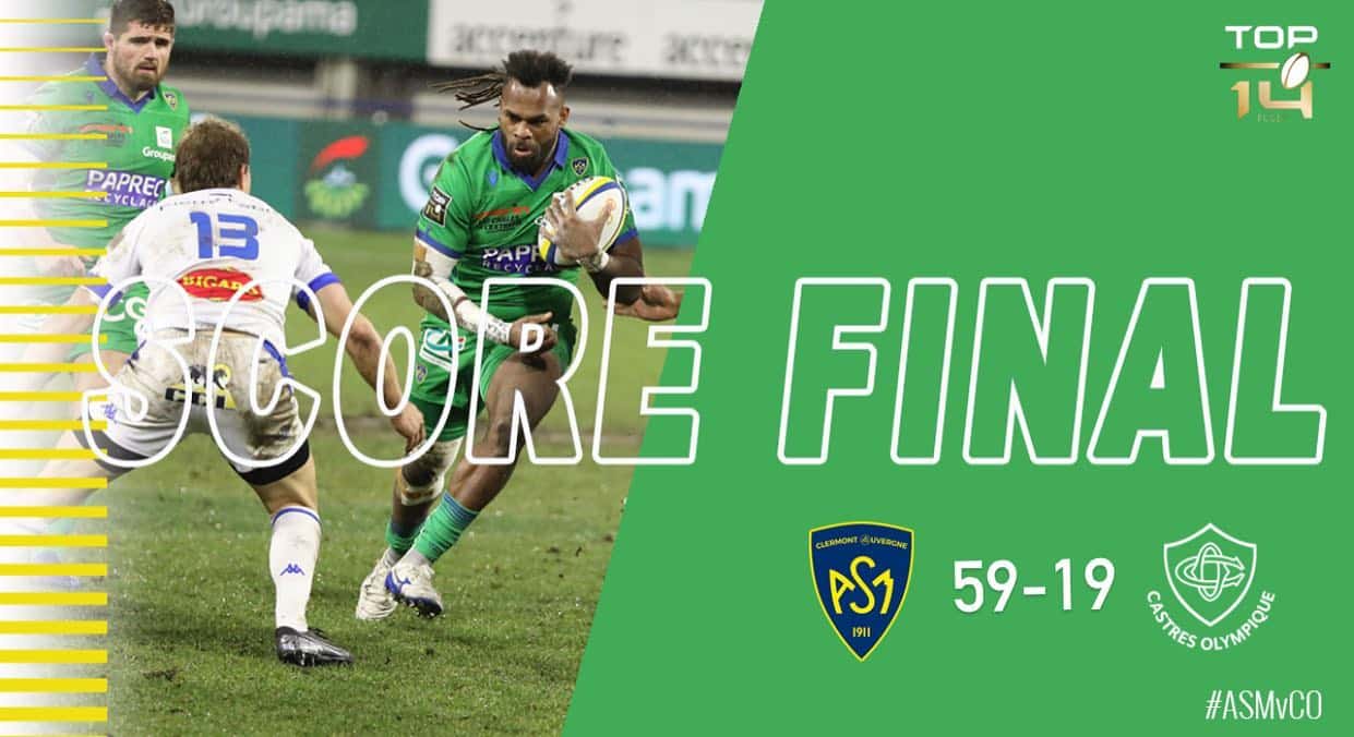 Clermont corrige Castres (59-19), en retrouvant sa conquête