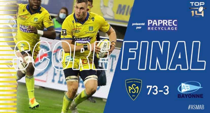 Clermont explose Bayonne (73-3) !