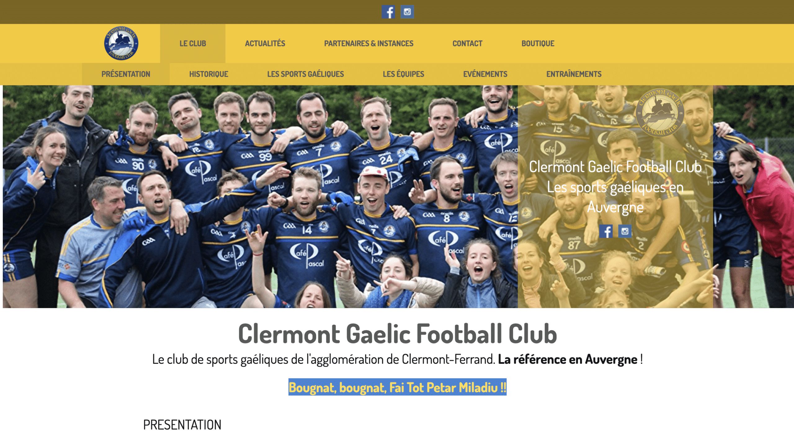 Un nouveau site internet pour le Clermont Gaelic Football Club