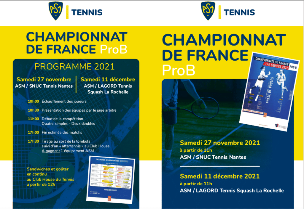 L’ASM Tennis reçoit Nantes en championnat de France Pro B