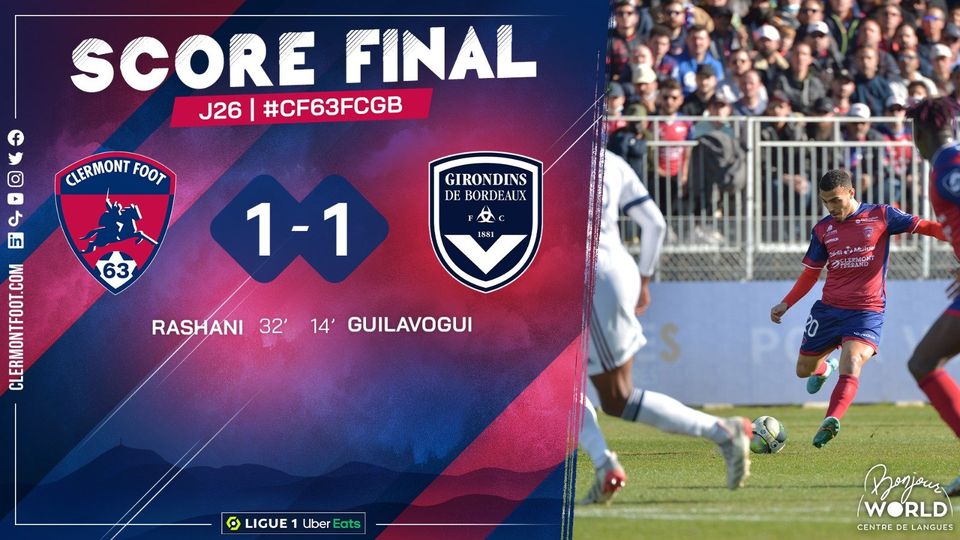 Le Clermont Foot laisse échapper deux points face à Bordeaux