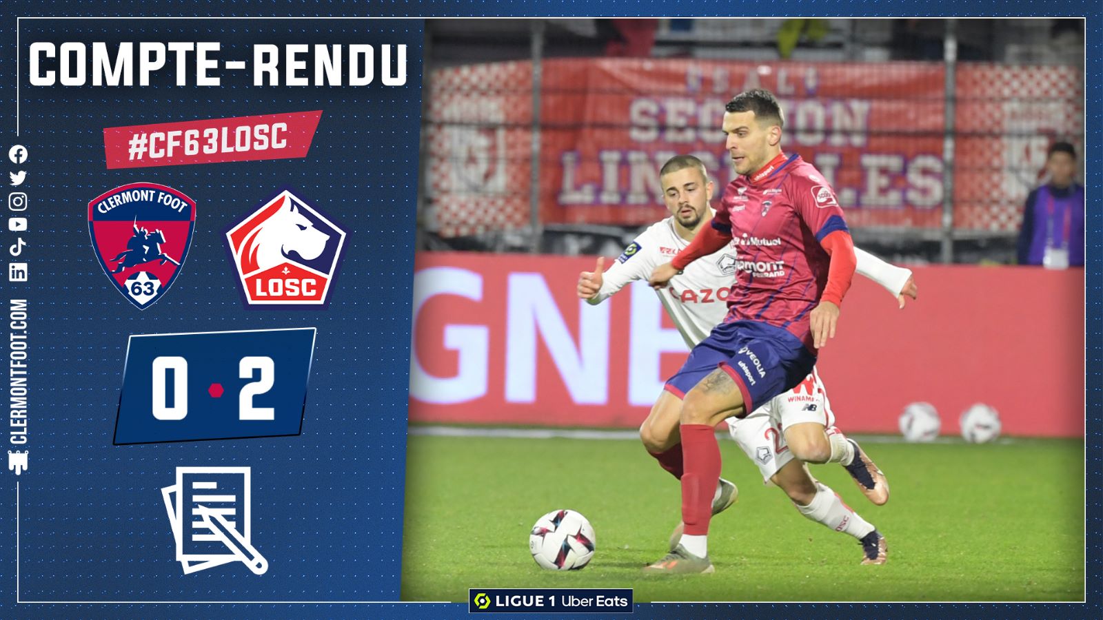 Clermont s’incline face au LOSC.